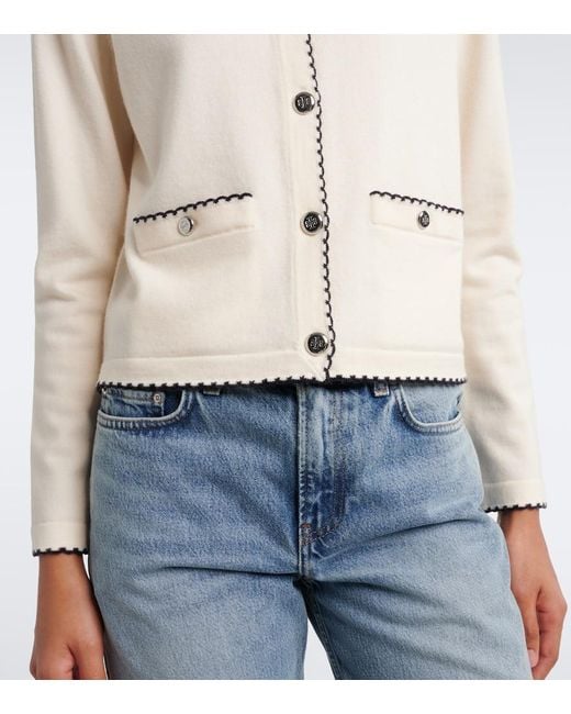 Tory Burch Natural Kendra Scalloped Wool-Blend Cardigan
