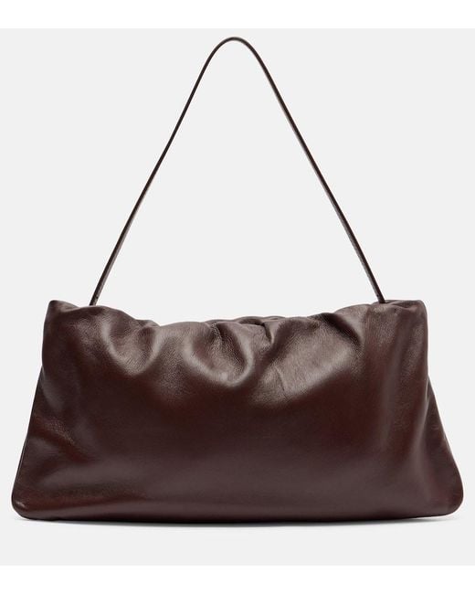 The Row Brown Xl Bourse Leather Shoulder Bag