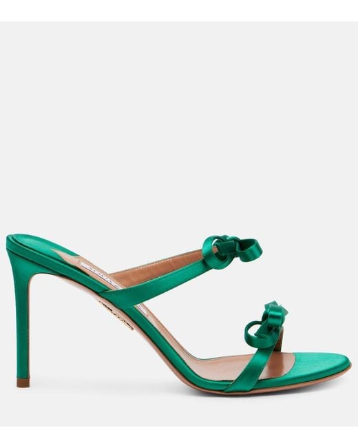 Mules Soave 85 En Satin Aquazzura en coloris Green