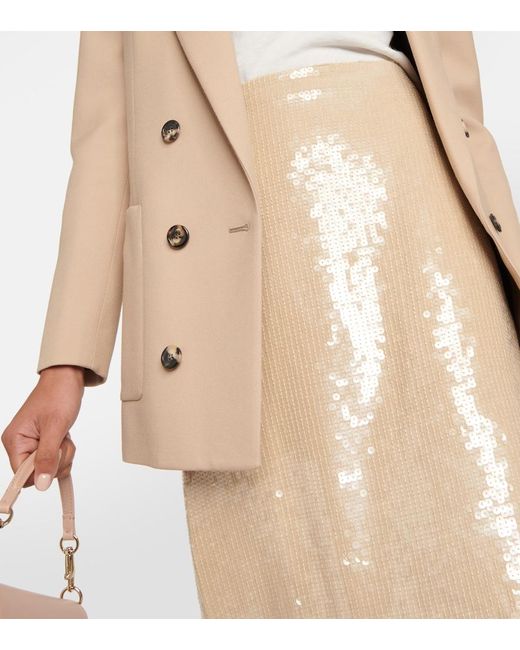 Nili Lotan Natural Bonne Sequined Midi Skirt
