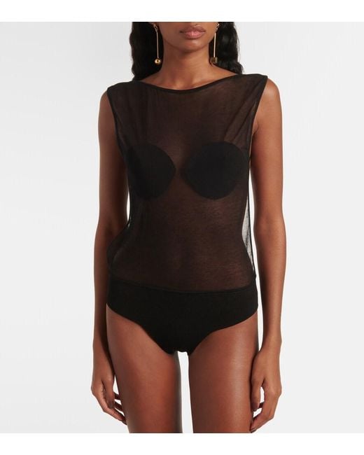 Jacquemus Gray Platano Sheer Bodysuit