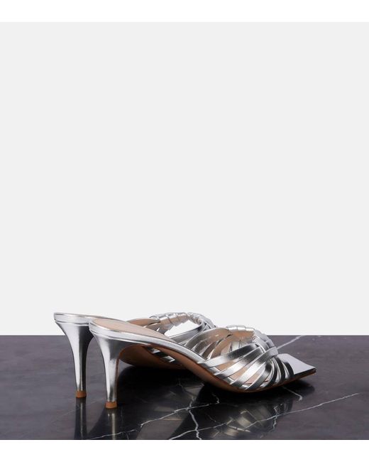 Gianvito Rossi White Vyna 70 Metallic Leather Mules