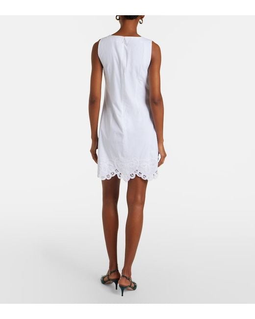 Veronica Beard White Shanice Embroidered Cotton Minidress