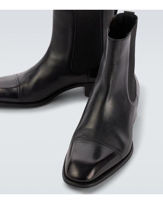 Tom Ford Black Hainaut Leather Chelsea Boots for men