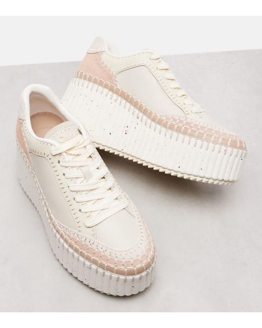 Chloé White Plateau-Sneakers Nama Aus Leder