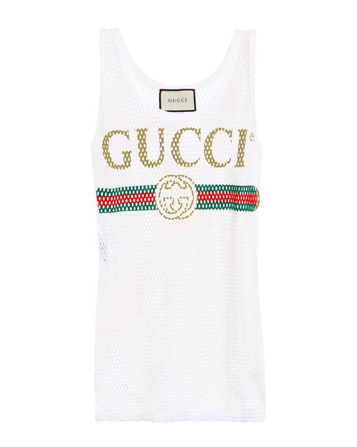 Gucci White Bedrucktes Tanktop aus Baumwolle