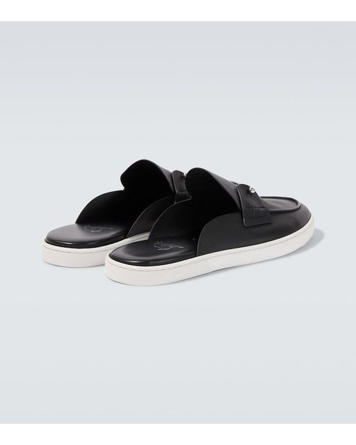 Christian Louboutin Black Chanme Leather Mules for men