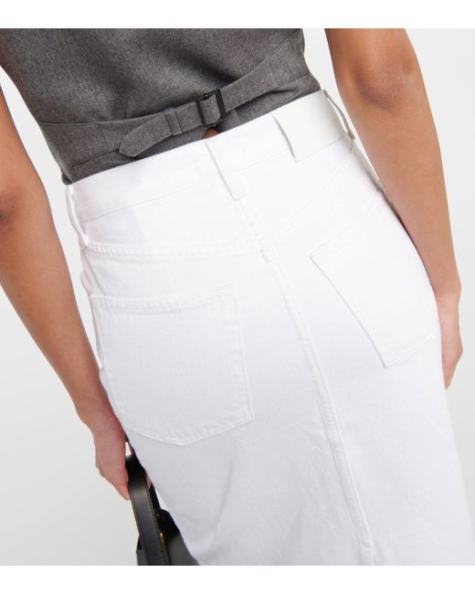 Wardrobe NYC White Cotton Denim Maxi Skirt