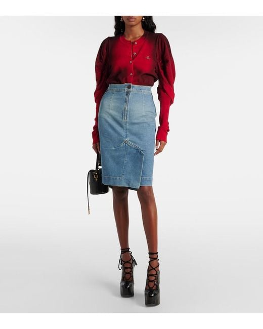 Vivienne Westwood Blue Orb Denim Pencil Skirt