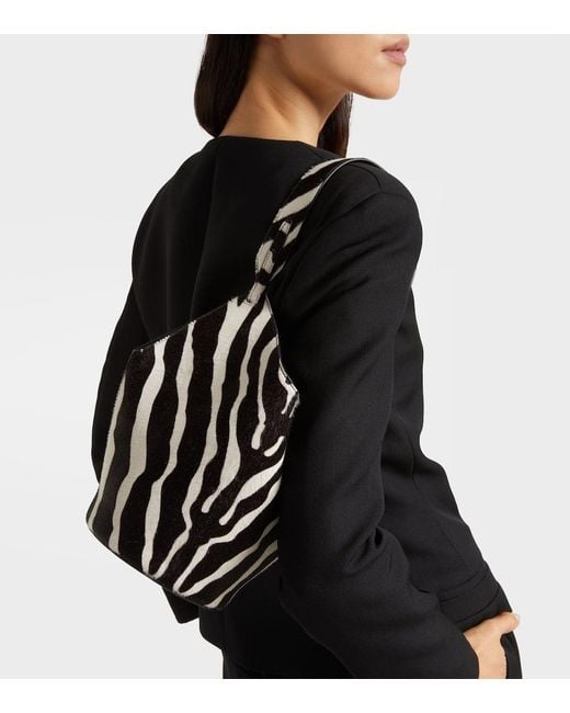 Khaite Black Lotus Mini Calf Hair And Suede Tote Bag