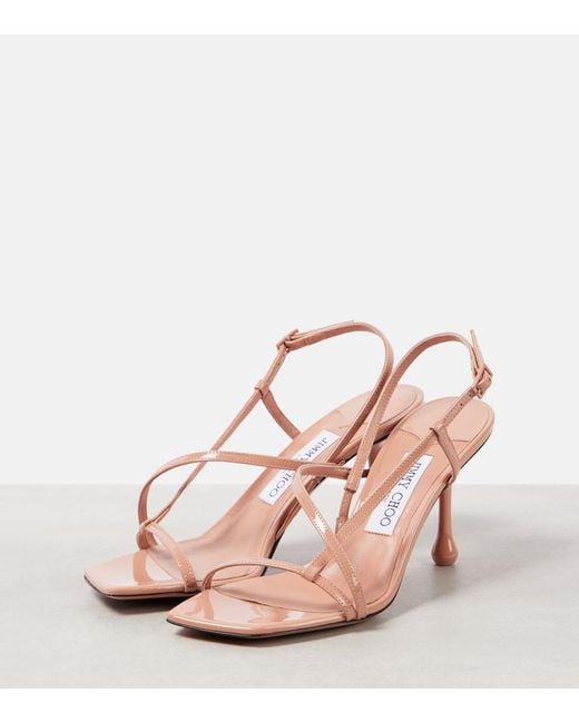 Jimmy Choo Pink Etana 80 Patent Leather Sandals