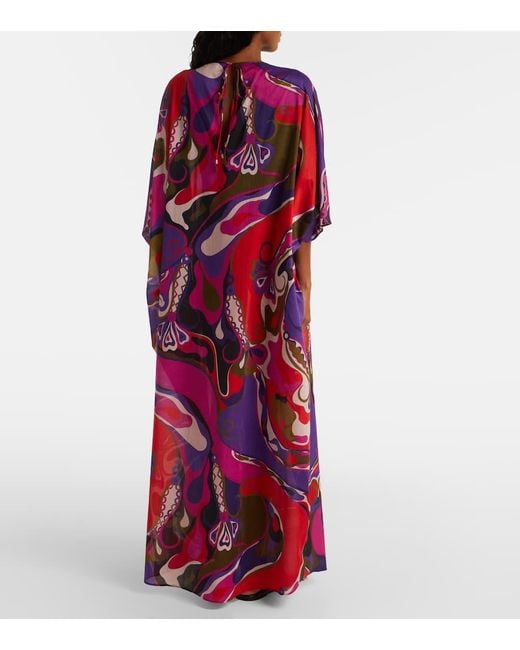 Emilio Pucci Red Maxikleid Orchidee Aus Baumwolle