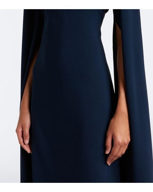 Oscar de la Renta Blue Embellished Silk-Blend Georgette Gown