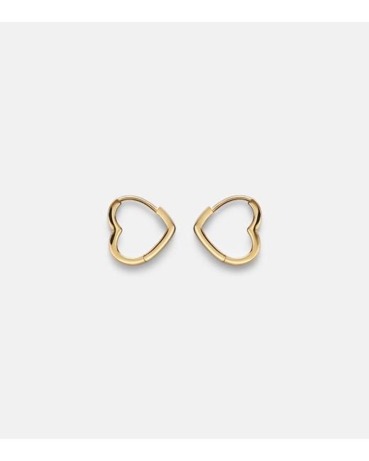 STONE AND STRAND Metallic Heart 14Kt Huggie Earrings