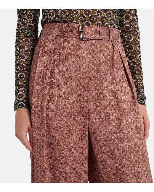 Dries Van Noten Multicolor Belted Printed Wide-Leg Pants