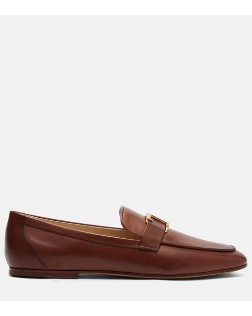 Tod's Brown T Timeless Leather Loafers