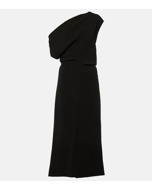Proenza Schouler Black Rosa Off-shoulder Crepe Midi Dress