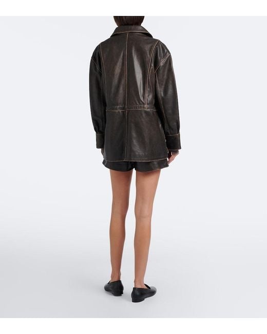 Arma Black High-Rise Leather Shorts