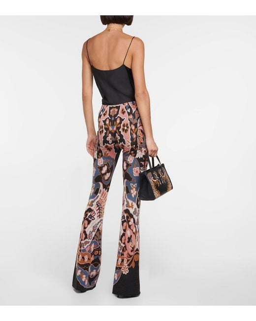Etro Floral High-Rise Flared Wool Pants