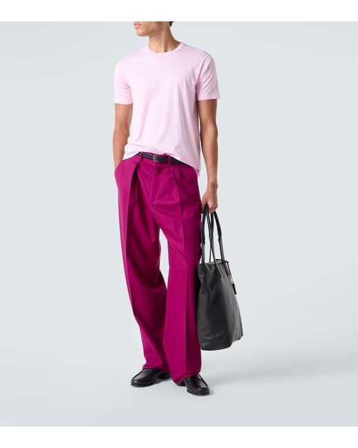 Tom Ford Pink Cotton And Silk Jersey T-Shirt for men