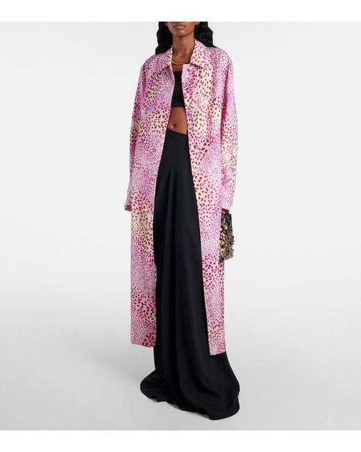 Dries Van Noten Pink Printed Jacquard Coat