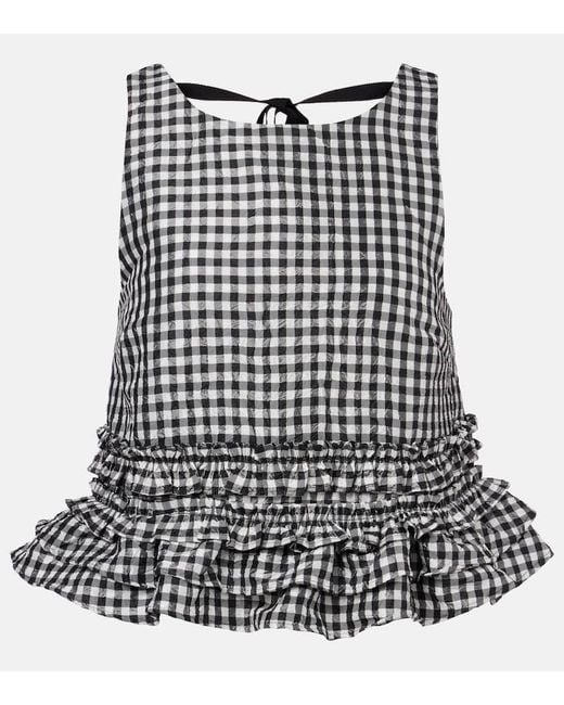 Top A Quadretti Con Volant di Ganni in Black