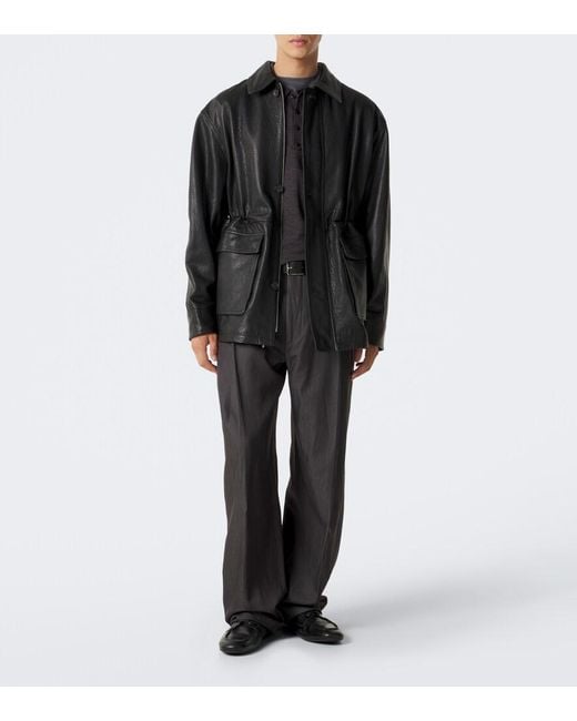 Arma Black Mavis Leather Jacket for men