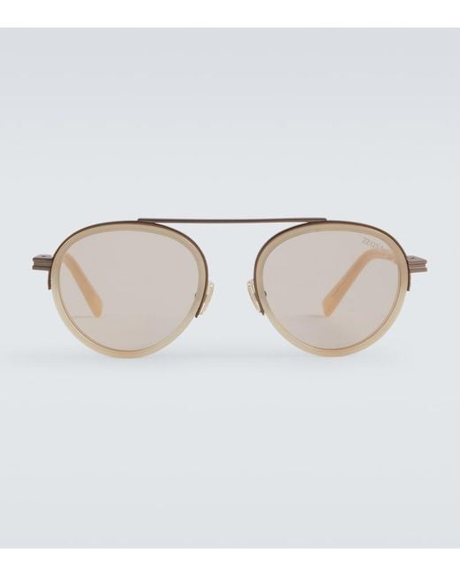 Zegna Natural Orizzonte Aviator Sunglasses for men