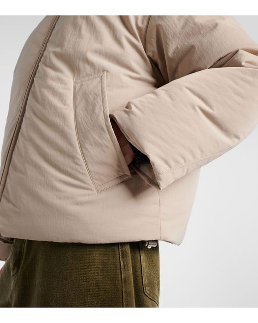 Piumino Con Pelle Intrecciato di Bottega Veneta in Natural