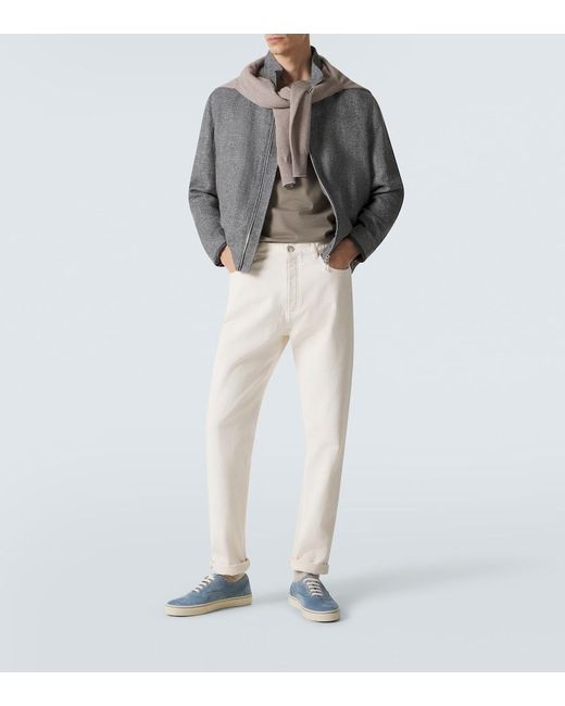 Brunello Cucinelli Blue Suede Sneakers for men