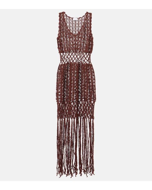 Anna Kosturova Purple Fringed Cotton Minidress
