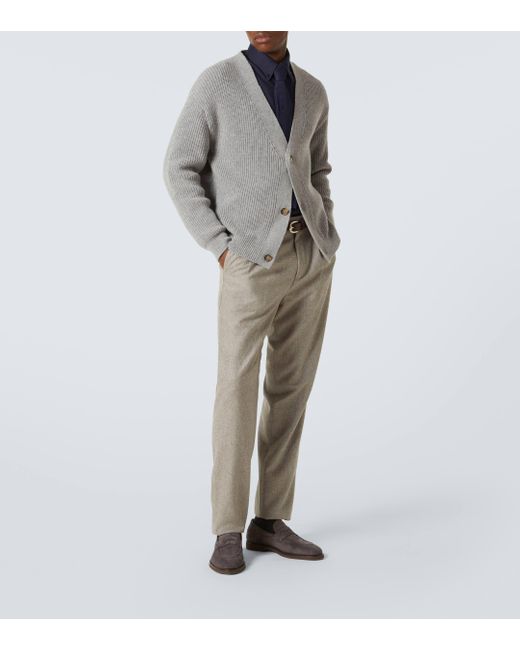 Brunello Cucinelli Gray Virgin Wool Chinos for men