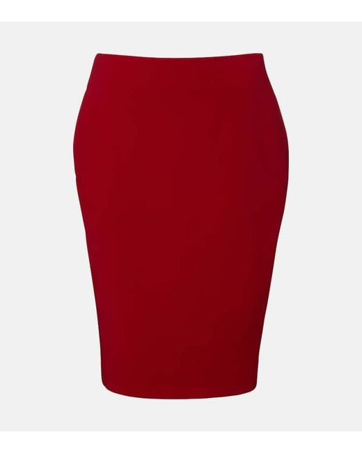 Saint Laurent Red High-Rise Pencil Skirt