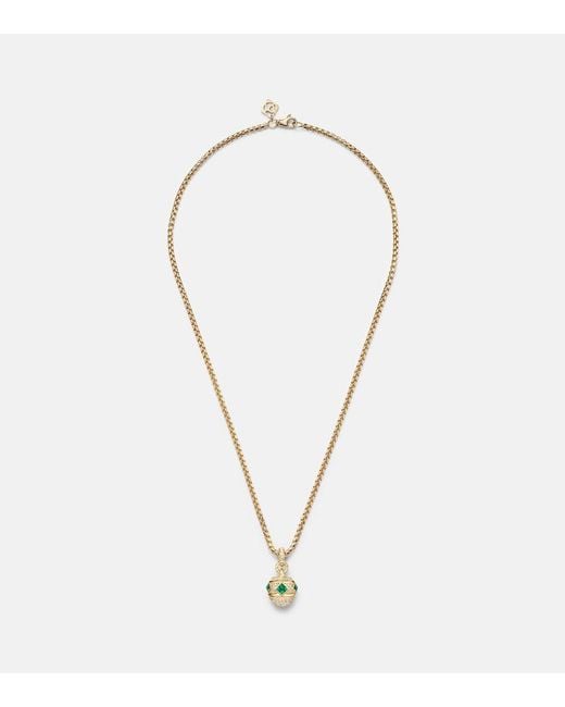 David Yurman Metallic Renaissance 18Kt Pendant Necklace With Diamonds And Emeralds