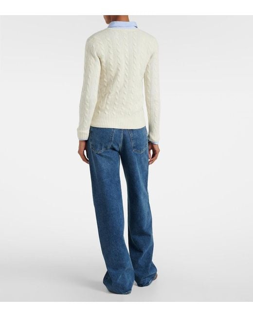 Polo Ralph Lauren White Kimberly Wool And Cashmere Sweater