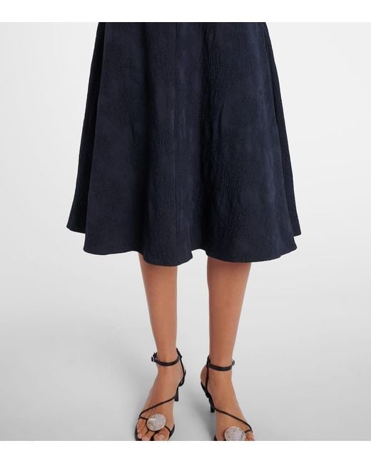 Erdem Blue Floral Cotton-Blend Jacquard Midi Dress