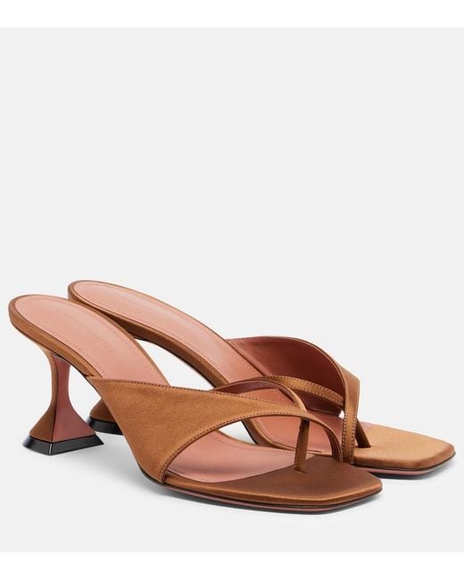 AMINA MUADDI Brown Shiona Satin Sandals