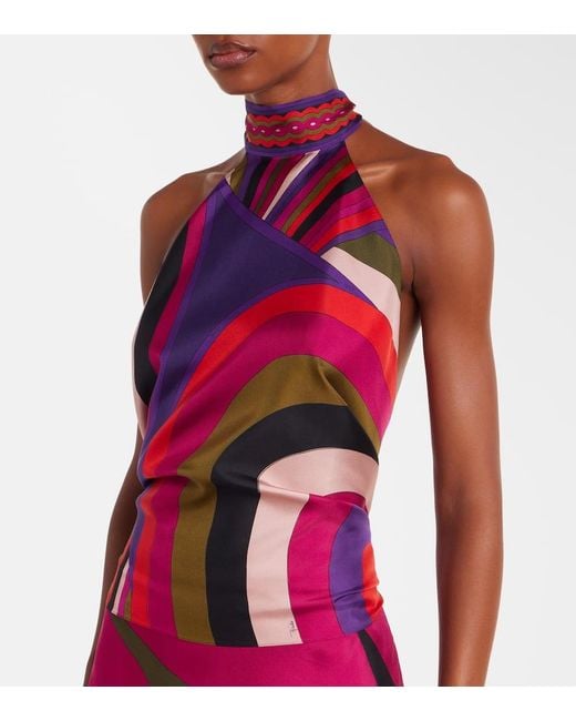 Top Iride De Saten De Seda Emilio Pucci de color Red