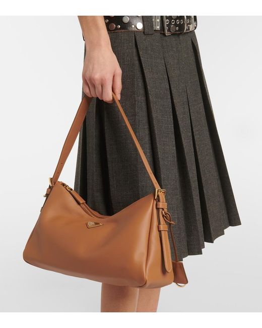 Prada Brown Aimee Large Leather Shoulder Bag