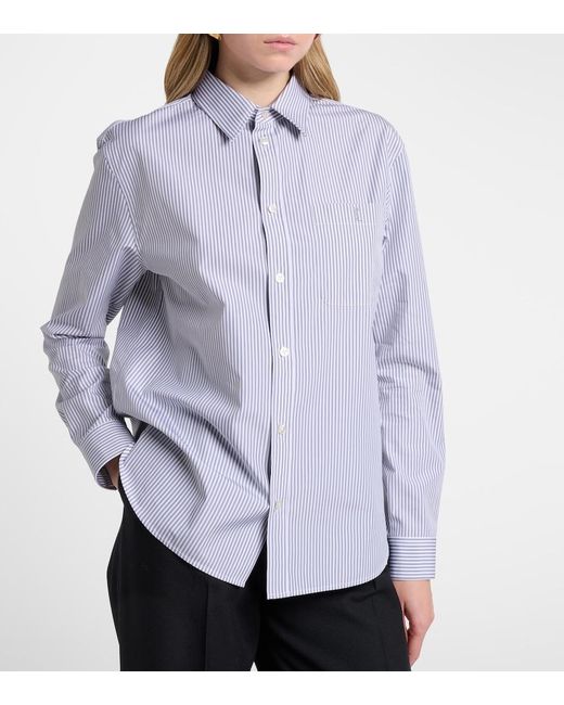 Saint Laurent Blue Striped Cotton Poplin Shirt