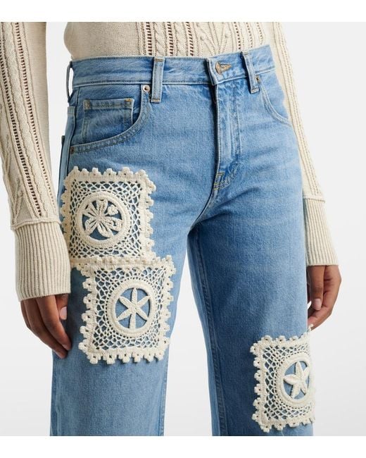 Alanui Blue Island's Diary Straight Jeans