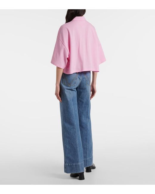 Bottega Veneta Pink Cropped Cotton Polo Shirt