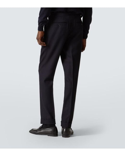 Saman Amel Blue Amie Wool Straight Pants for men