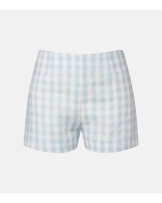 Faithfull The Brand Blue Lila Gingham Linen Shorts