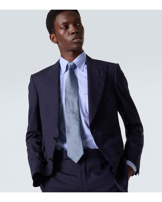 Zegna Blue Silk Jacquard Tie for men