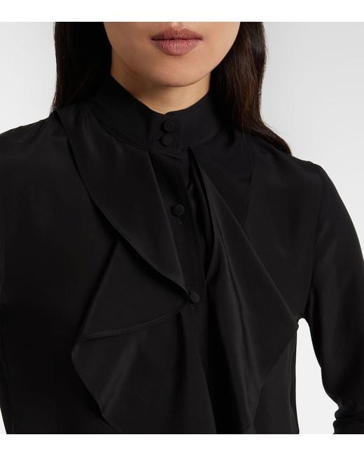 Alexander McQueen Black Ruffled Silk Blouse