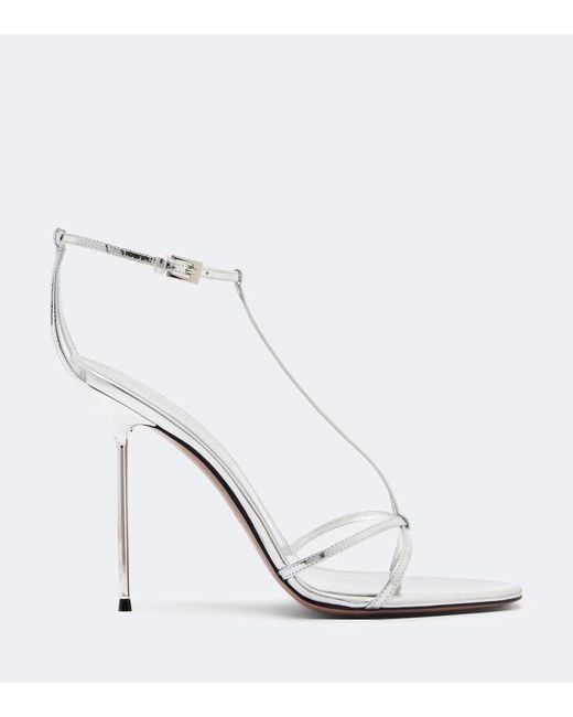 Paris Texas White Lidia Metallic Patent Leather Sandals