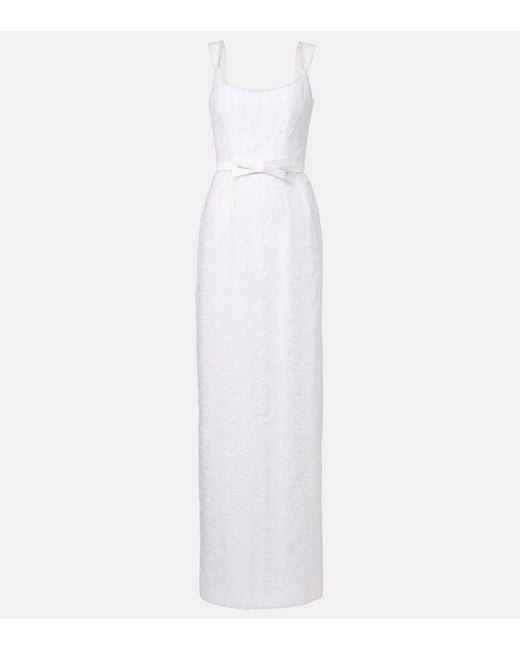 Markarian White Bridal Robin Floral Jacquard Gown