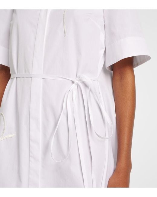 Erdem White Embroidered Cotton Poplin Shirt Dress