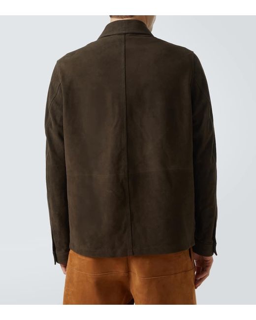 Frescobol Carioca Green Ravi Suede Overshirt for men